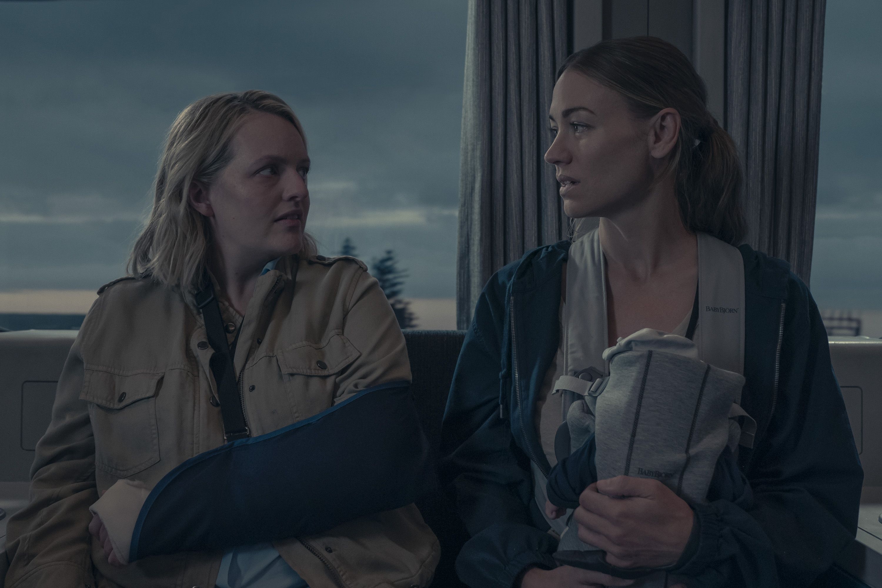 the handmaid's tale journey takes an unexpected turn. moira makes a bold decision. nick deals with a powerful visitor. (disney/steve wilkie)elisabeth moss, yvonne strahovski