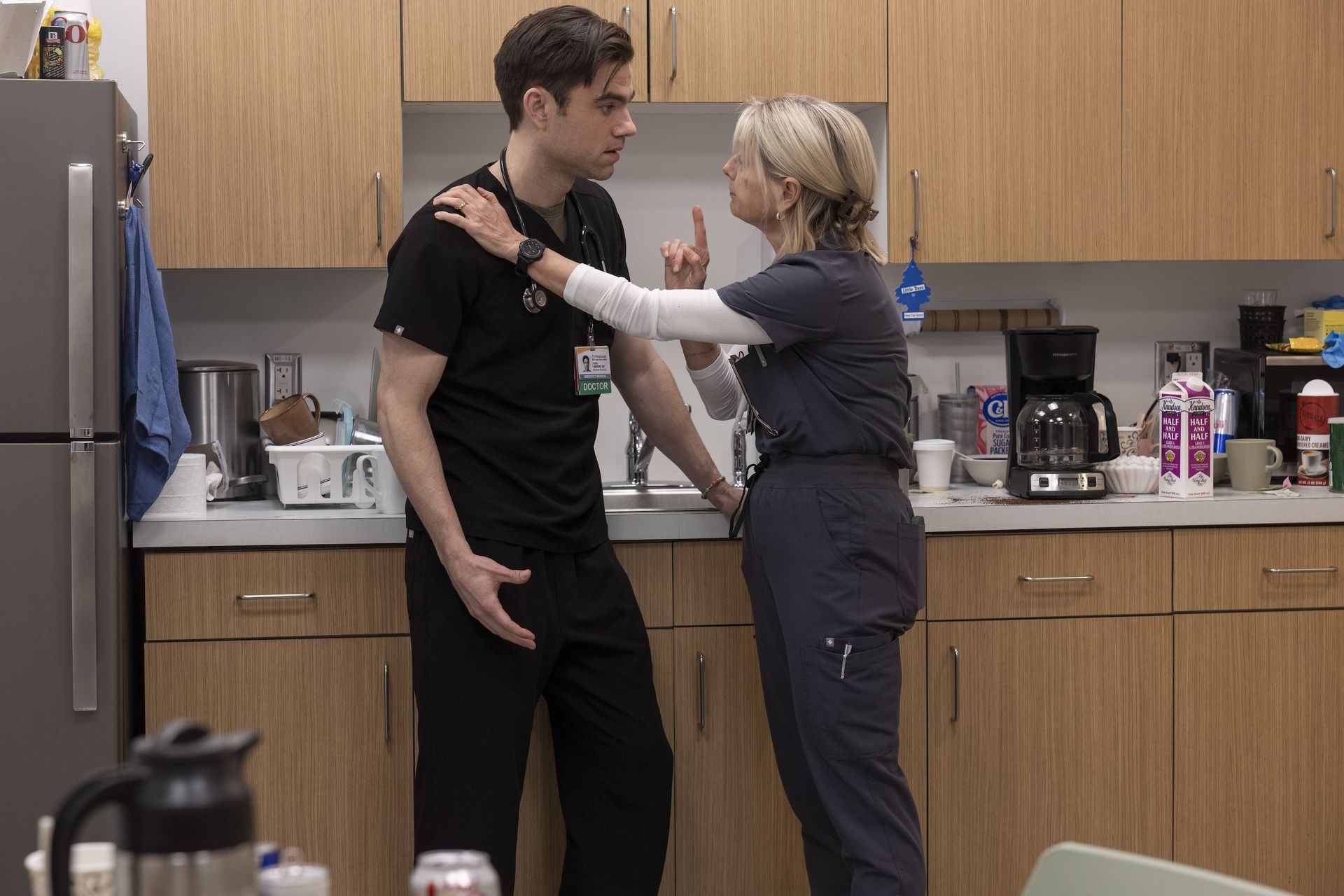 langdon help, he asks her to talk to robby. (warrick page/max)